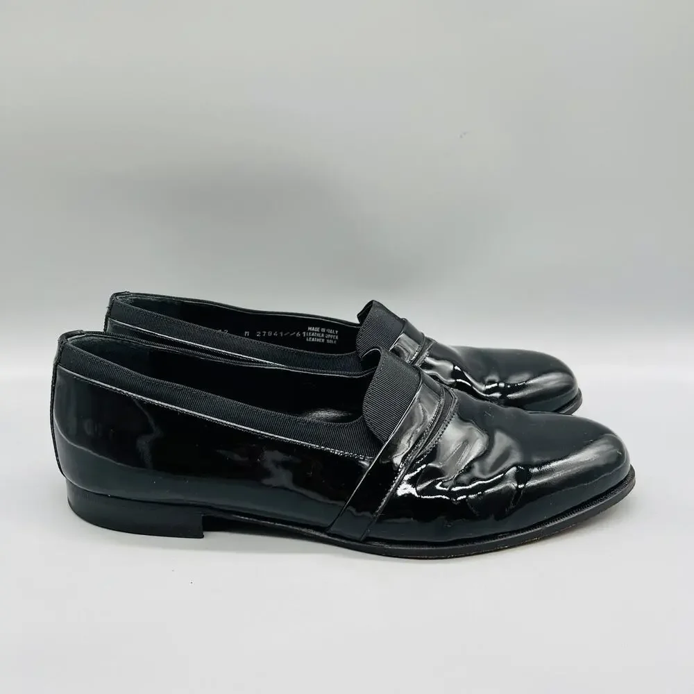 Bostonian Shoes Mens 12 Black Patent Leather Florentine Loafer Made Italy Vtg